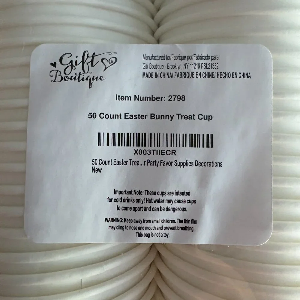 50 Count Easter Bunny Treat Cups party favor supplies decorations.